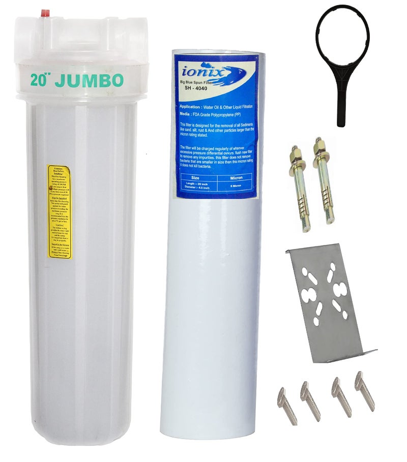 IONIX Water Filter for Overhead Tank with Cartridge Filter | Semi Transparent | Whole House Water Filter | See Thru housing | Sediment Filter for Overhead Tank, 1 Set, Blue - Image 1