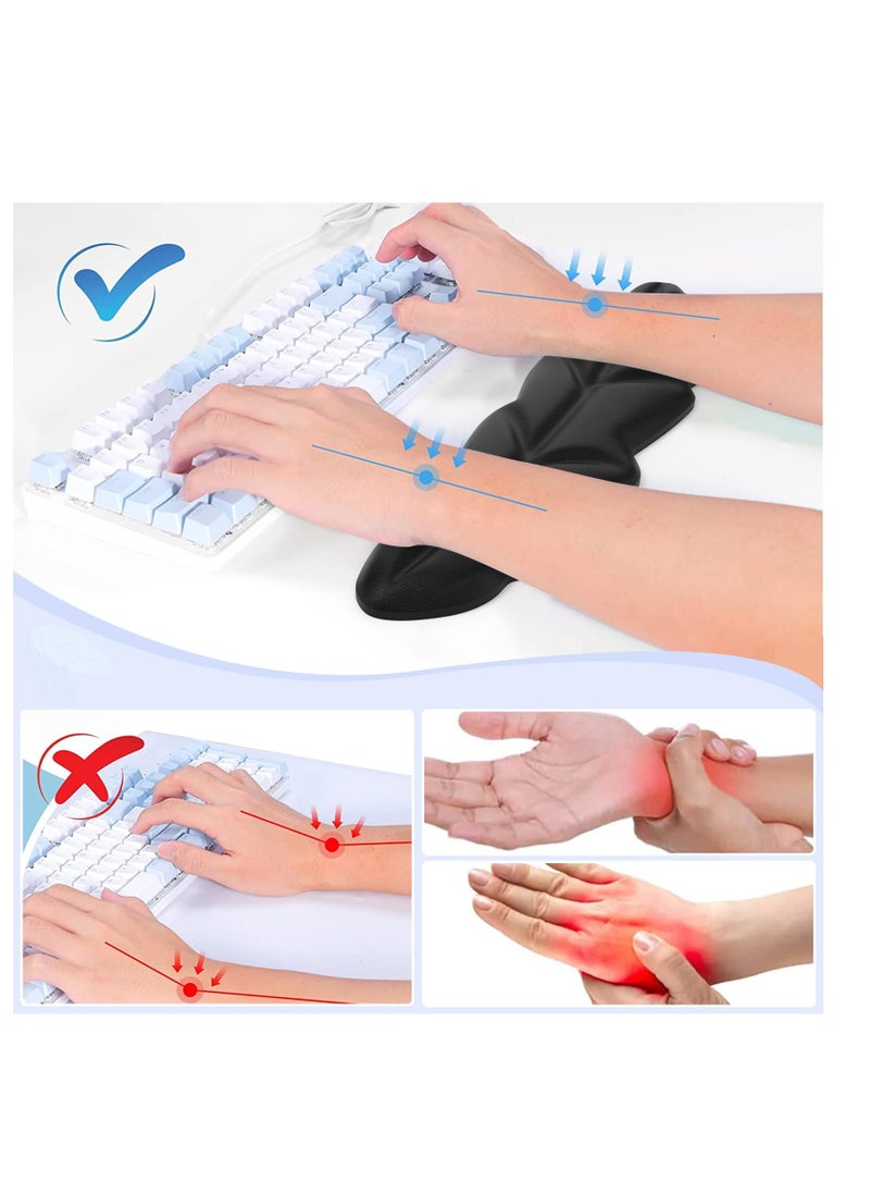SYOSI - NALACAL Keyboard Wrist Rest Set, Ergonomic Memory Foam Wrist Support pad for Keyboard and Mouse, Easy Typing and Wrist Pain Relief pad for Office, Studying, Gaming, Computer Laptop (Black) - Image 1