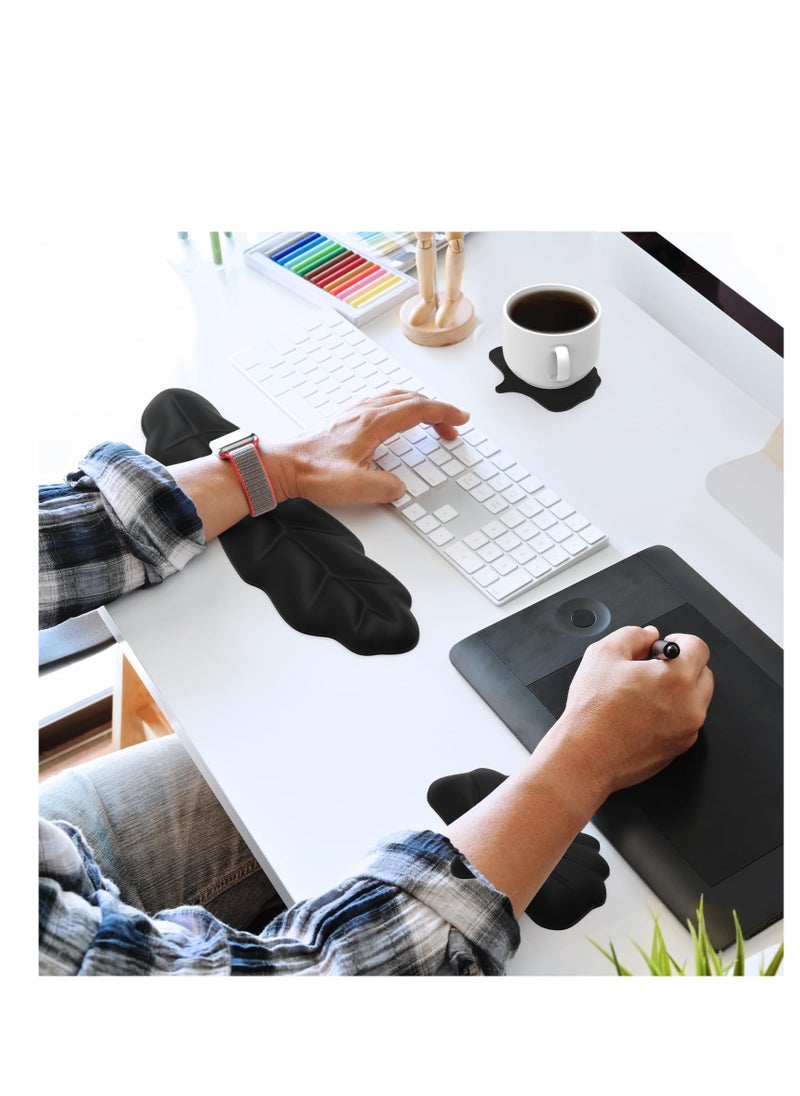 SYOSI - NALACAL Keyboard Wrist Rest Set, Ergonomic Memory Foam Wrist Support pad for Keyboard and Mouse, Easy Typing and Wrist Pain Relief pad for Office, Studying, Gaming, Computer Laptop (Black) - Image 1