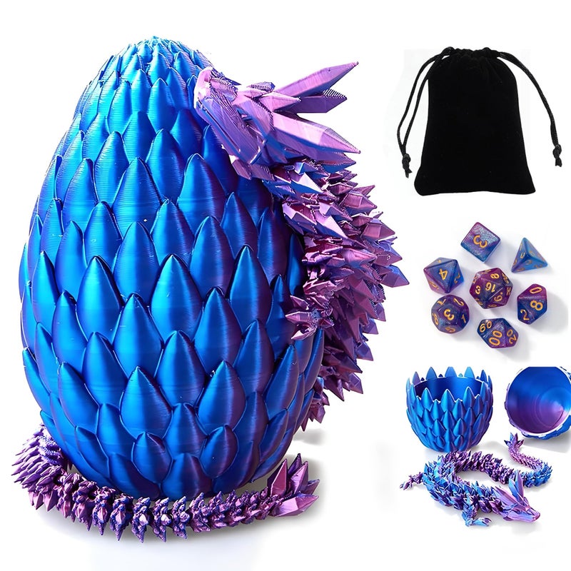 Viyohoh DND Dice Set 7pcs Polyhedral Dice with 3D Dragon Egg Shell Portable Dungeons and Dragons Dice with Organizer Bag for RPGMTG Purple - Image 3