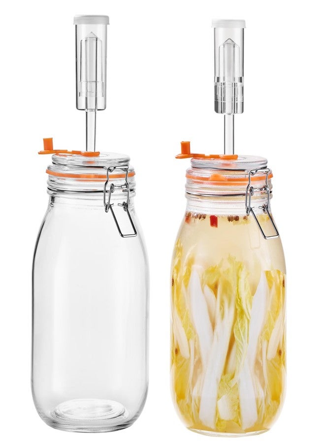 JILLMO Fermentation Jar, 1.8 Liters Glass Fermenting Kit for Making Sauerkraut, Hot Sauce, Mead, Cider and More, Pack of 2 - Image 1