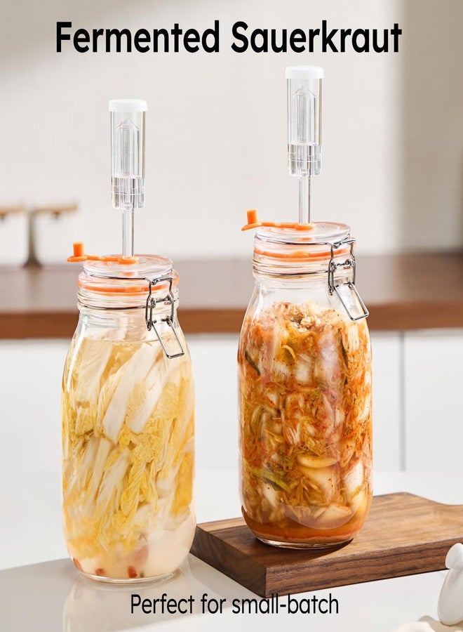 JILLMO Fermentation Jar, 1.8 Liters Glass Fermenting Kit for Making Sauerkraut, Hot Sauce, Mead, Cider and More, Pack of 2 - Image 3