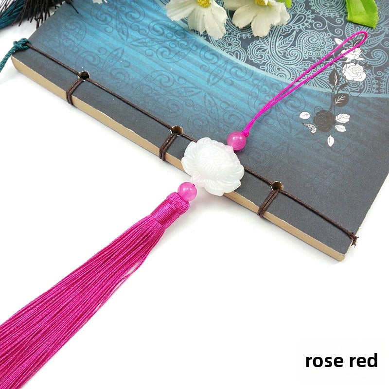 Generic Chinese Style Tassel Lotus Pendant Rose Red 