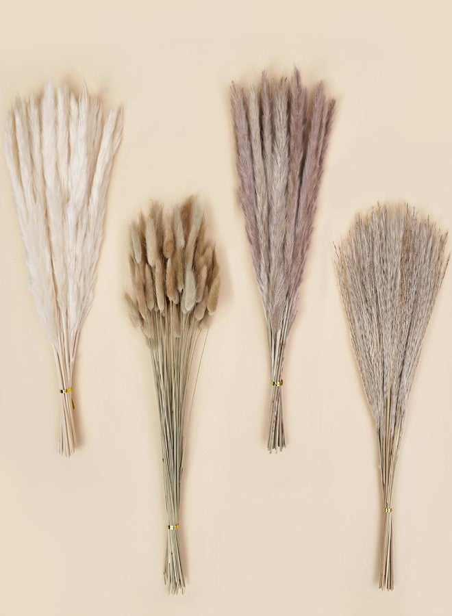 دوم ستار مجموعة دومستار من 130 قطعة من عشب البامباس المجفف، 18 بوصة، عشب ذيل الأرنب الطبيعي، باقة بوهيمية ريفية، زينة خريفية للمنزل، مزهرية طاولة ريفية وديكور زفاف - Image 1