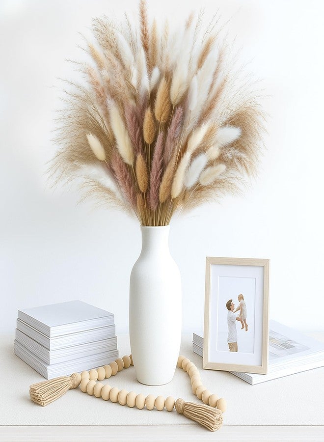 دوم ستار مجموعة دومستار من 130 قطعة من عشب البامباس المجفف، 18 بوصة، عشب ذيل الأرنب الطبيعي، باقة بوهيمية ريفية، زينة خريفية للمنزل، مزهرية طاولة ريفية وديكور زفاف - Image 4