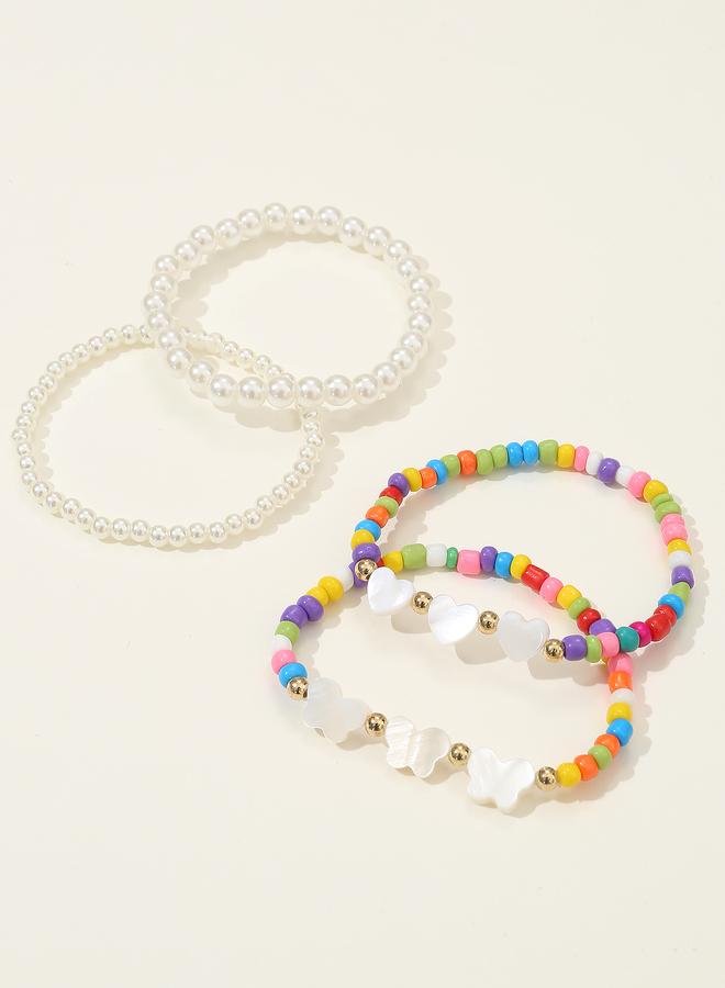 Take Two Pack of 4 - Gilrs Multi-Color Beaded Bracelets with Multi Charms - Image 3