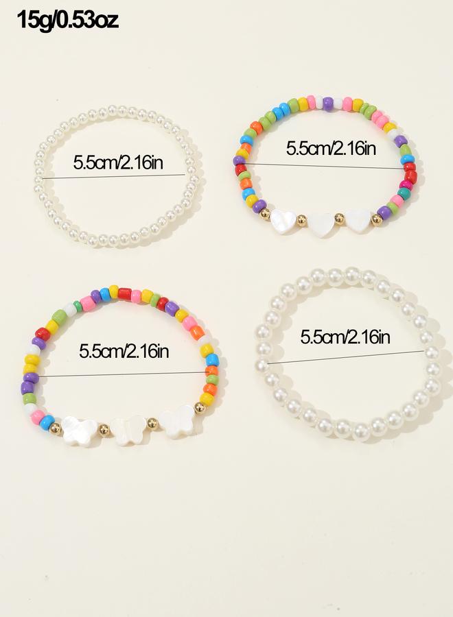 Take Two Pack of 4 - Gilrs Multi-Color Beaded Bracelets with Multi Charms - Image 4