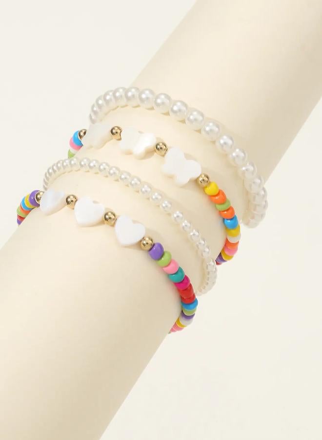 Take Two Pack of 4 - Gilrs Multi-Color Beaded Bracelets with Multi Charms - Image 5