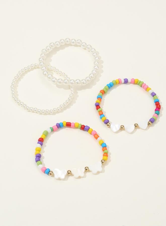 Take Two Pack of 4 - Gilrs Multi-Color Beaded Bracelets with Multi Charms - Image 2