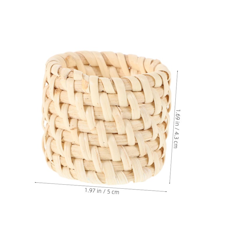 Vintage Hand Woven Rattan Napkin Rings Set of 2 for Farmhouse Autumn Table Decor - Image 3