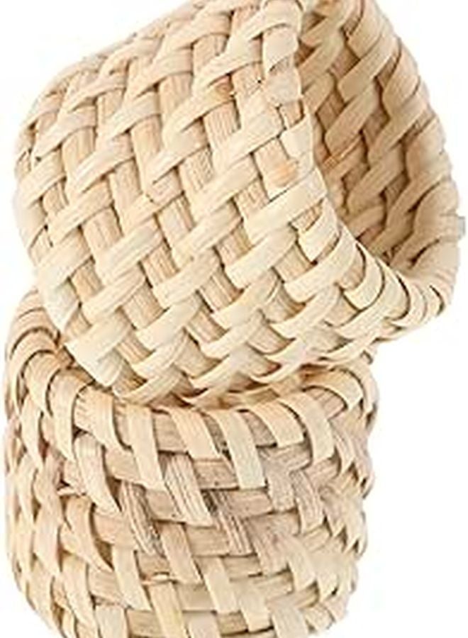 Vintage Hand Woven Rattan Napkin Rings Set of 2 for Farmhouse Autumn Table Decor - Image 1