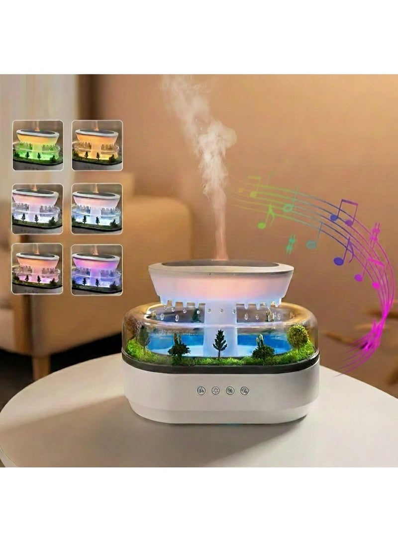موزع رائحة على شكل قطرة ماء مع أضواء LED متغيرة الألوان، مرطب فائق الصوت بتصميم مناظر طبيعية ووظيفة تشغيل الموسيقى - Image 1