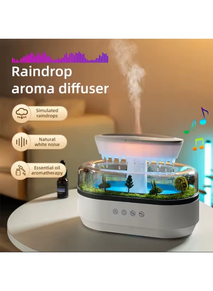 موزع رائحة على شكل قطرة ماء مع أضواء LED متغيرة الألوان، مرطب فائق الصوت بتصميم مناظر طبيعية ووظيفة تشغيل الموسيقى - Image 2