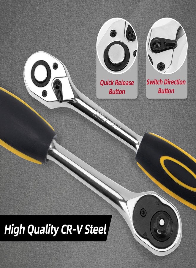 ديلي مجموعة مفاتيح ربط سداسية الرؤوس بسقاطة مترية، مكونة من 12 قطعة، مقاس 1/4 بوصة، مع 10 مقابس بمقاس 5-14 مم ومقبض سقاطة ثنائي الاتجاه وقضيب تمديد - Image 3