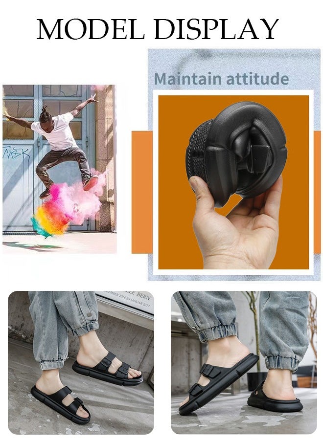 DUNISO شباشب رجالية صنادل صيفية صندل منزلق خفيف الوزن مع نعل غير قابل للانزلاق ونعل سميك شبشب للشاطئ مسامي سهل الارتداء صندل منزل شبشب مسطح لحمام السباحة والشاطئ وساحة المطبخ ودش  - Image 4