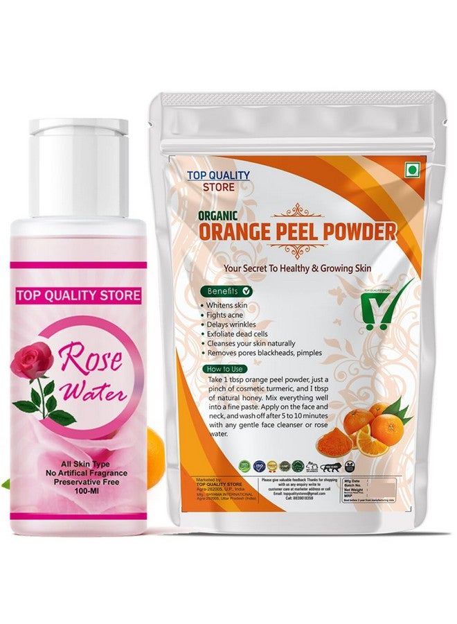 Top Quality Store TQS Natural Rose Water &Orange Peel Powder | Cetrus Aurantium | 100% Natural | Skin Hydration and Moisturization 100gm - Image 1
