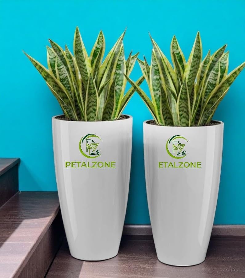 Petalzone Tower Pot | Lightweight Polymers Indoor-Outdoor Plant Pots | Planter Gamla for Home - Office & Garden | Planters for Living Room | White (2 Pcs, Height : 14 Inch) - Image 3