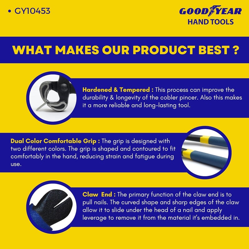 Good Year كماشة صانعي الأحذية 8 بوصة كروم فاندوم (فضي) (GY-10453) - Image 4