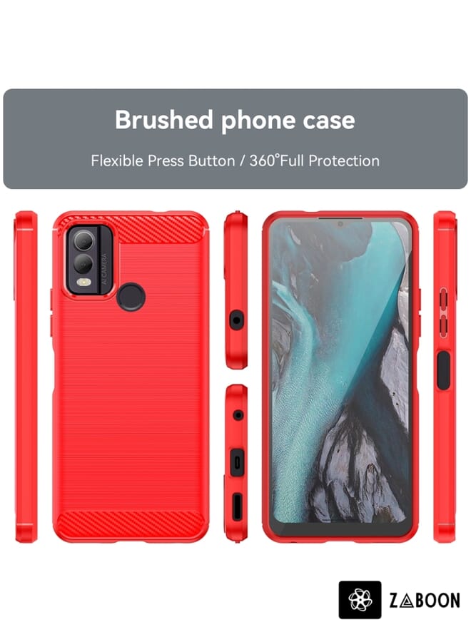 Zaboon Protective Case Cover For Nokia C22 Brushed Texture Carbon Fiber TPU - Image 2