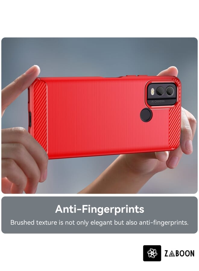 Zaboon Protective Case Cover For Nokia C22 Brushed Texture Carbon Fiber TPU - Image 5