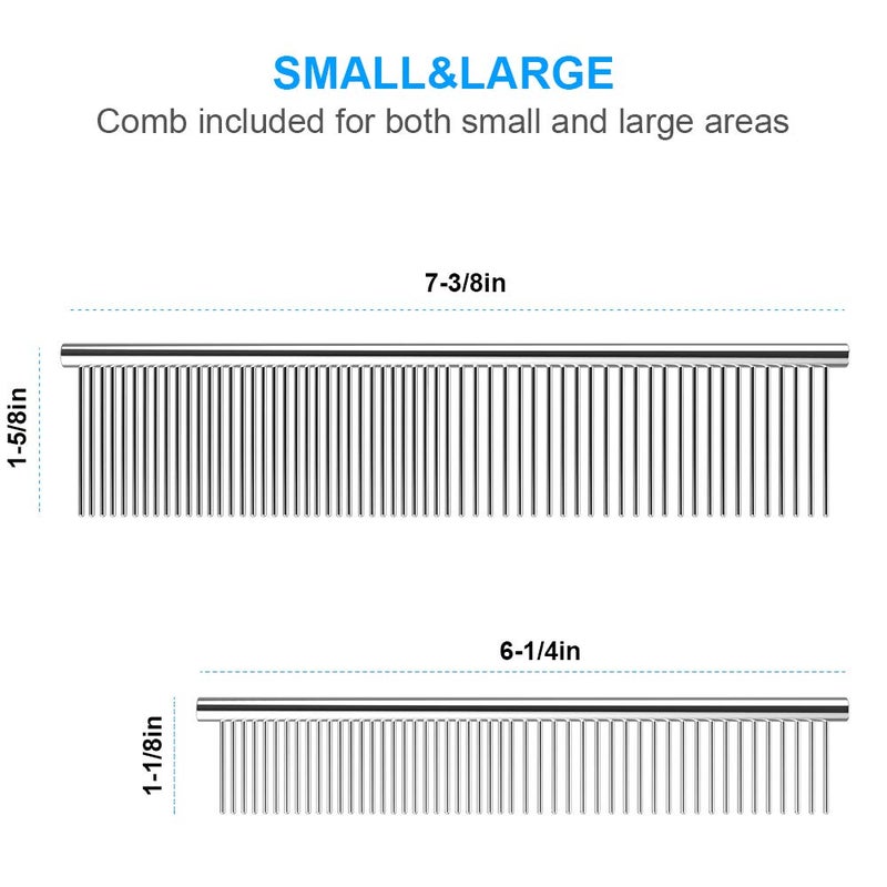 Cafhelp 2 Pack Dog Combs with Rounded Ends Stainless Steel Teeth, Cat Comb for Removing Tangles and Knots, Professional Grooming Tool for Long and Short Haired Dog, Cat and other pets, 6.3IN/7.4IN - Image 4