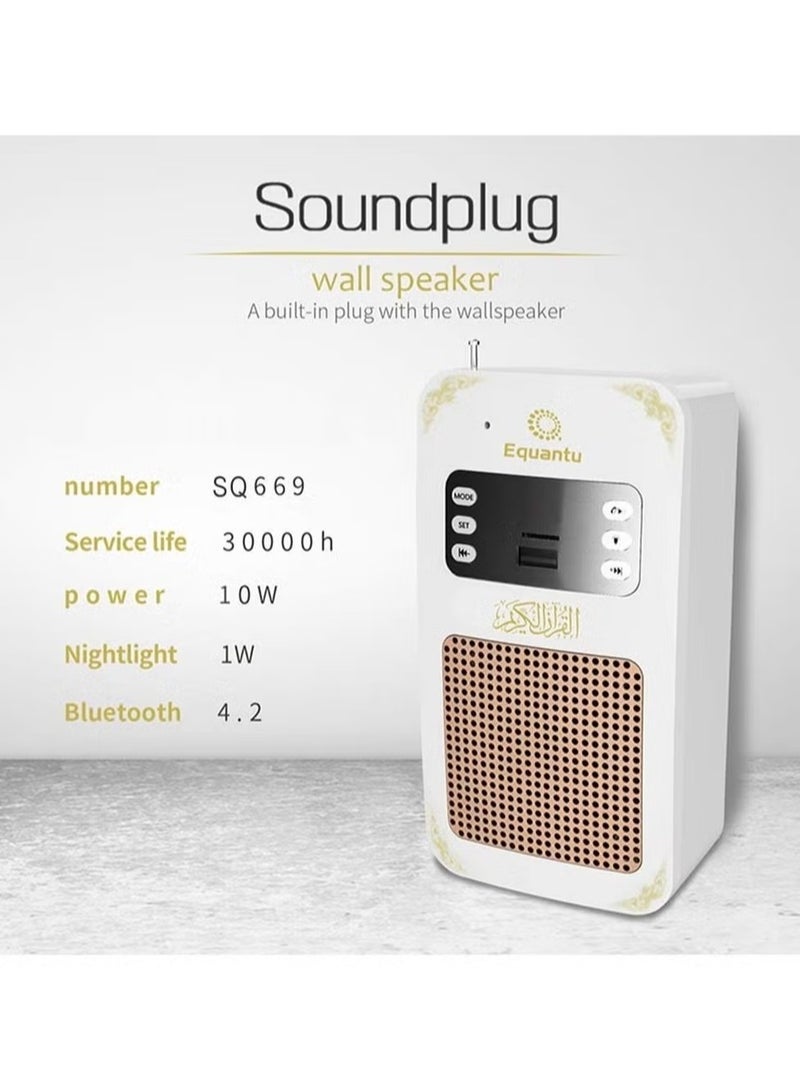 Equantu SQ669 Portable Small Bluetooth Speaker MP3 Arabic Translator Quran Player with USB Jack – Compact, Wireless Quran Recitation Player with Clear Sound, Perfect for Travel, Home, and Prayer (White) - Image 4