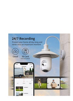 KASTWAVE Light Bulb Security Camera, Upgraded 3MP 2.4GHz WiFi Indoor Outdoor Camera for Baby/Elder/Pet, Light Socket Camera with 360° View, Motion Detection Alarm Color Night Vision, Compatible with Alexa  - Image 4