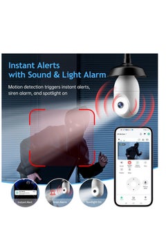 KASTWAVE Light Bulb Security Camera, Upgraded 3MP 2.4GHz WiFi Indoor Outdoor Camera for Baby/Elder/Pet, Light Socket Camera with 360° View, Motion Detection Alarm Color Night Vision, Compatible with Alexa  - Image 3