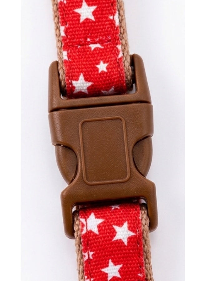 Daiso Dog Collar with Star Pattern | Red | Adjustable Soft Nylon Collar for Medium Dogs - Image 3