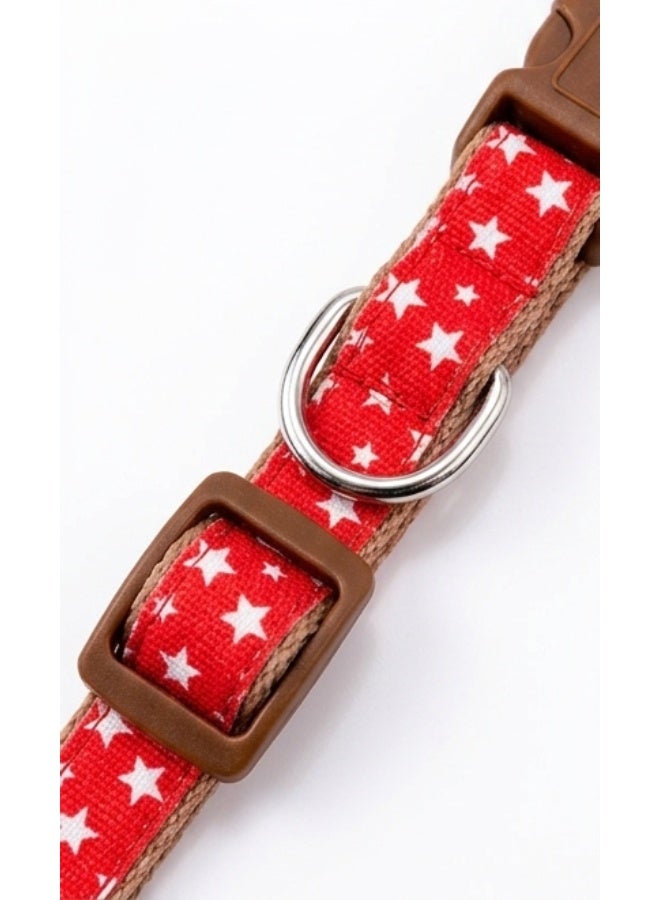 Daiso Dog Collar with Star Pattern | Red | Adjustable Soft Nylon Collar for Medium Dogs - Image 4