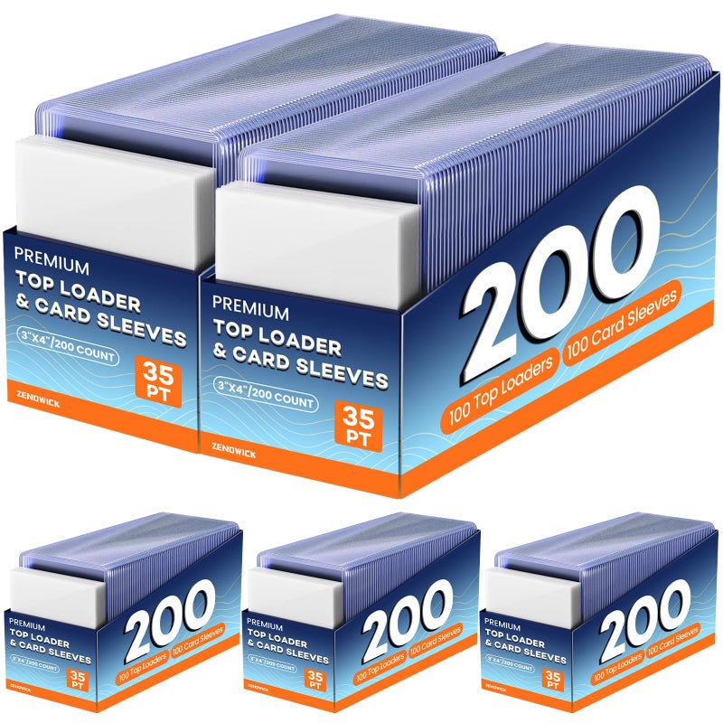 ZENOWICK 1000 غلاف بطاقة حافظة علوية للبطاقات، 3" × 4" حافظة بلاستيكية صلبة، واقيات بطاقات البيسبول، حامل بطاقات التداول لبطاقات كرة القدم (500 حافظة علوية + 500 غلاف بنس) - Image 1