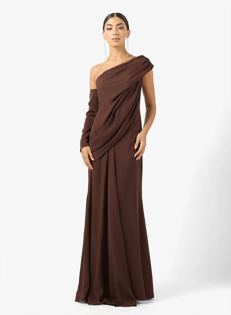 Drape Off Shoulder Maxi Dress