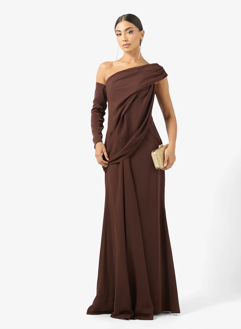 Iyra  Drape Off Shoulder Maxi Dress for Women | Best Price UAE