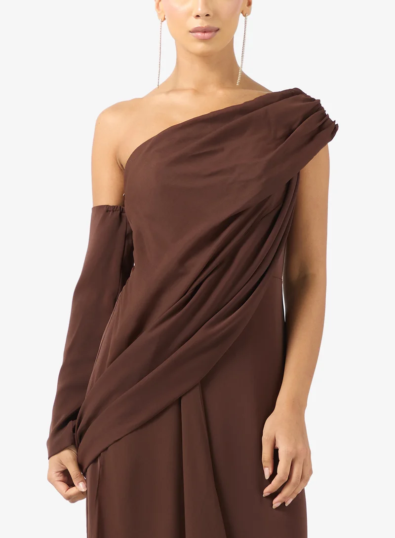 Iyra  Drape Off Shoulder Maxi Dress for Women | Best Price UAE