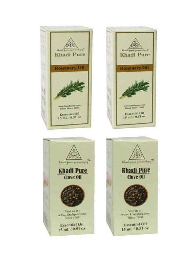 Khadi Pure - Clove & Rosemery Essential Oil 15 Ml (Pack Of 4) - Image 1