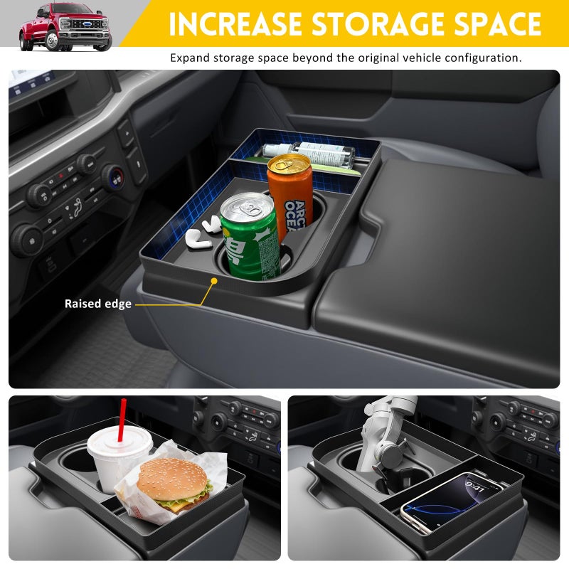 JTYZSM Jump Seat Cup Holder Organizer for 2021-2025 Ford F150 & 2023-2026 Ford F250 F350 F450 F550 F600 Super Duty Center Console Cup Holder Insert Cupholder Coaster Liner Accessories(Jump Seat Only) - Image 4