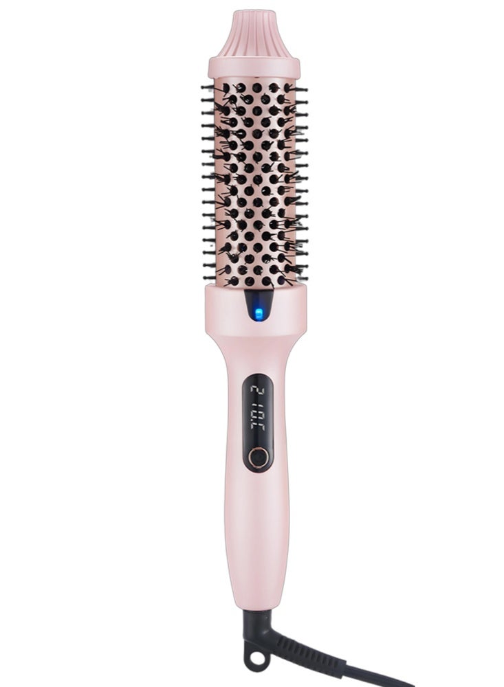 GREBON Hot Hair Straightening Brush, Thermal Brush Ionic Hair Styler Brush, 38mm Barrel for Straightening & Curling, Smooth & Shiny Hair, Light Quiet Ionic Anti-Frizz Styling Brush, Adjustable 160-210°C, Fast Heat, Global Voltage, Pink - Image 1
