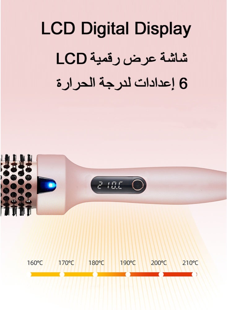 GREBON Hot Hair Straightening Brush, Thermal Brush Ionic Hair Styler Brush, 38mm Barrel for Straightening & Curling, Smooth & Shiny Hair, Light Quiet Ionic Anti-Frizz Styling Brush, Adjustable 160-210°C, Fast Heat, Global Voltage, Pink - Image 5