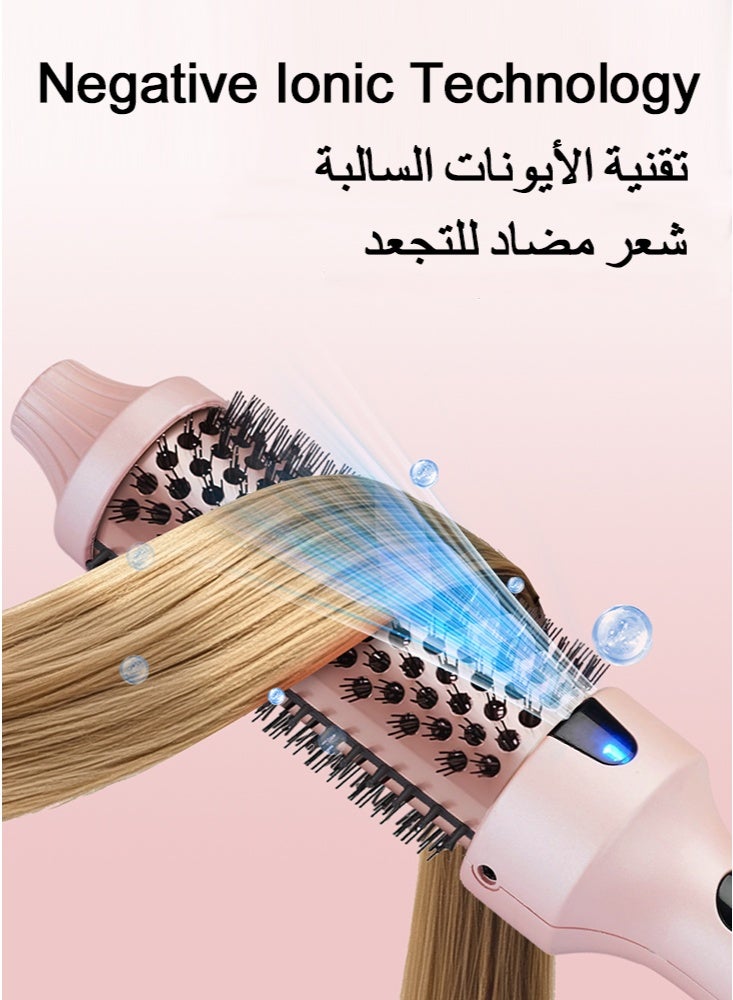 GREBON Hot Hair Straightening Brush, Thermal Brush Ionic Hair Styler Brush, 38mm Barrel for Straightening & Curling, Smooth & Shiny Hair, Light Quiet Ionic Anti-Frizz Styling Brush, Adjustable 160-210°C, Fast Heat, Global Voltage, Pink - Image 3