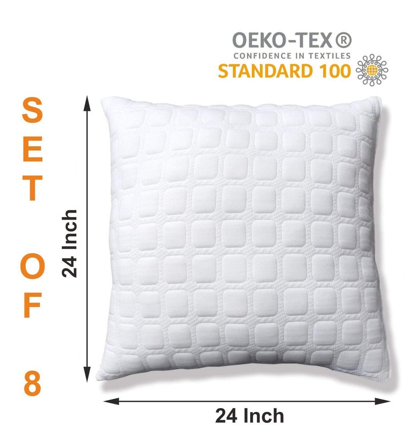 dream FACTORY Dreamfactory 400 GSM Knitted Fabric Soft Fluffy Throw/Pillow Cushion Filler- Set of 8 24x24 Inch, white - Image 2