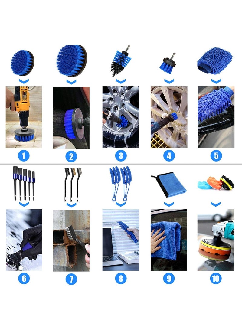 Arabest Car Cleaning Kit, Professional Auto Car Cleaning Kit - Car Cleaning Car Wash Brush Wheel Interior Gap Cleaning Brush Tire Brush Electric Drill Brush Head - Image 3