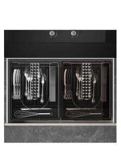 Generic Utensil Tray with Lid, 5 Compartments Covered Silverware Organizer Case, Plastic Tray for Drawer for Spoons Forks, Plastic Cutlery and Flatware Storage Box for Kitchen Drawer and Countertop (grey)  - Image 5