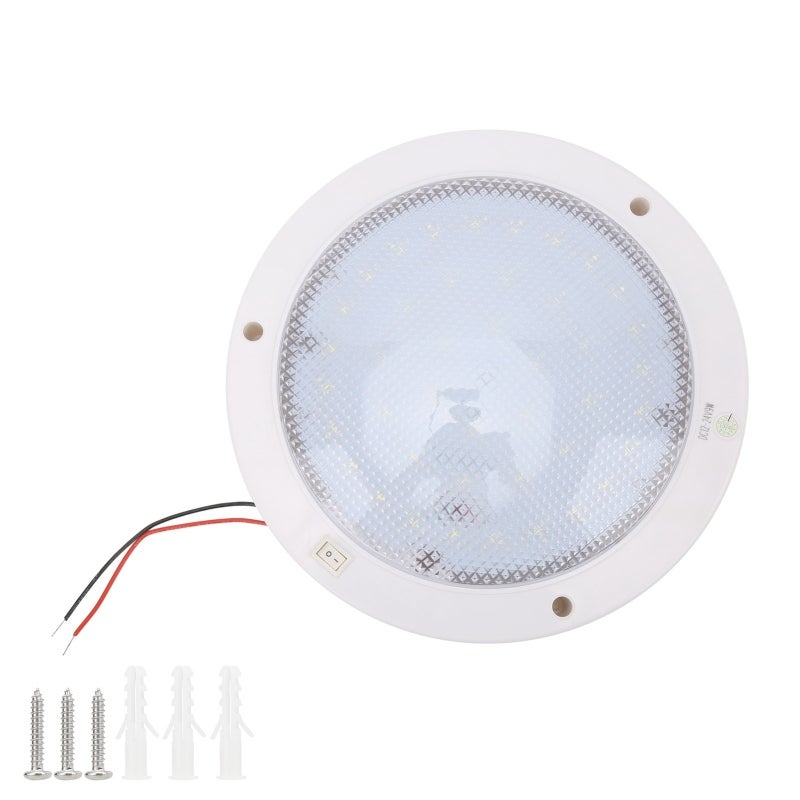 مصباح LED دائري مسطح 3 بوصة 300 لومن - مصباح سقف بحري بزر تبديل مرئي ليلاً - مصباح LED مدمج للسيارات الترفيهية واليخوت وعربات التخييم - Image 1