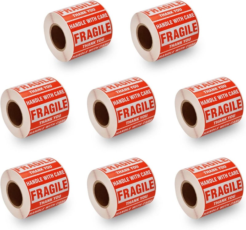 SJPACK 4000 Fragile Stickers 8 Rolls 2" x 3" Fragile - Handle with Care - Thank You Shipping Labels Stickers (500 Labels/Roll) - Image 1