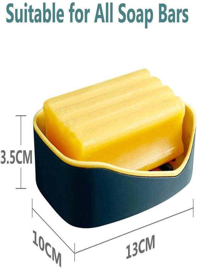 SILENCIO Wall Mounted Double Layer Soap Holder Soap Sponge Dish, Tray, Box for Bathroom Accessories ABS Plastic Adhesive Waterproof Kitchen Bathroom Soap Dish Holder (3) - Image 2