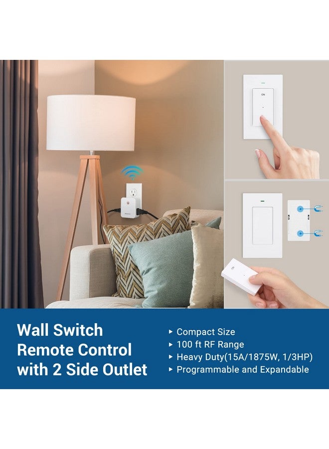 ديوينويلز منفذ تحكم عن بعد من DEWENWILS، مفتاح إضاءة لاسلكي بمنفذين جانبيين، نطاق 100 قدم، مفتاح مخرج عن بعد للمصباح، بدون أسلاك، 15 أمبير/1875 واط، تصميم صغير الحجم، قابل للبرمجة - Image 2