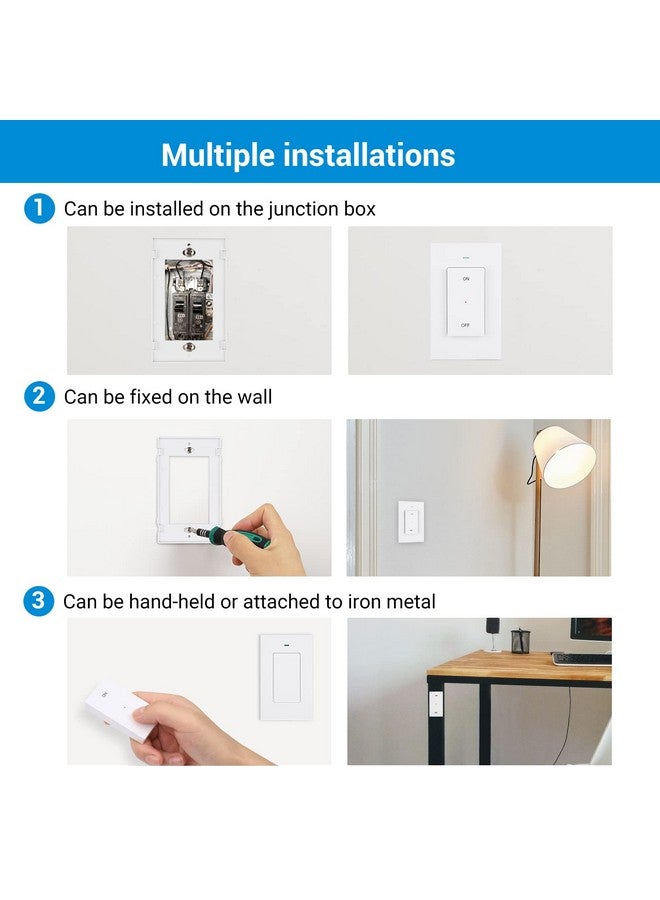 ديوينويلز منفذ تحكم عن بعد من DEWENWILS، مفتاح إضاءة لاسلكي بمنفذين جانبيين، نطاق 100 قدم، مفتاح مخرج عن بعد للمصباح، بدون أسلاك، 15 أمبير/1875 واط، تصميم صغير الحجم، قابل للبرمجة - Image 3