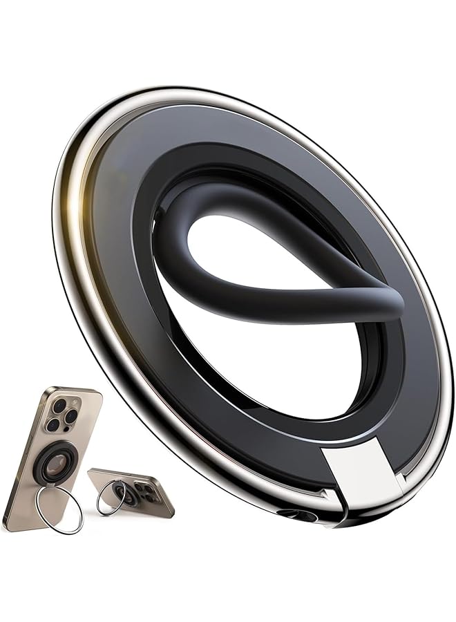 Green Tiger Smartphone Ring [Advanced Silicone Ring], Magnetic Phone Ring Holder Stand, Compatible with Wireless Charging for iPhone 15 14 13 12/Pro/Max/Plus and Other All Smartphones (Black) - Image 1