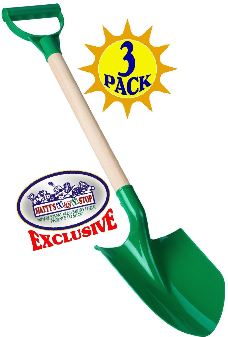 Matty's Toy Stop 31" Heavy Duty Wooden Kids Sand Shovels with Plastic Spade & Handle (Red, Blue & Green) Complete Gift Set Bundle - 3 Pack - Image 5