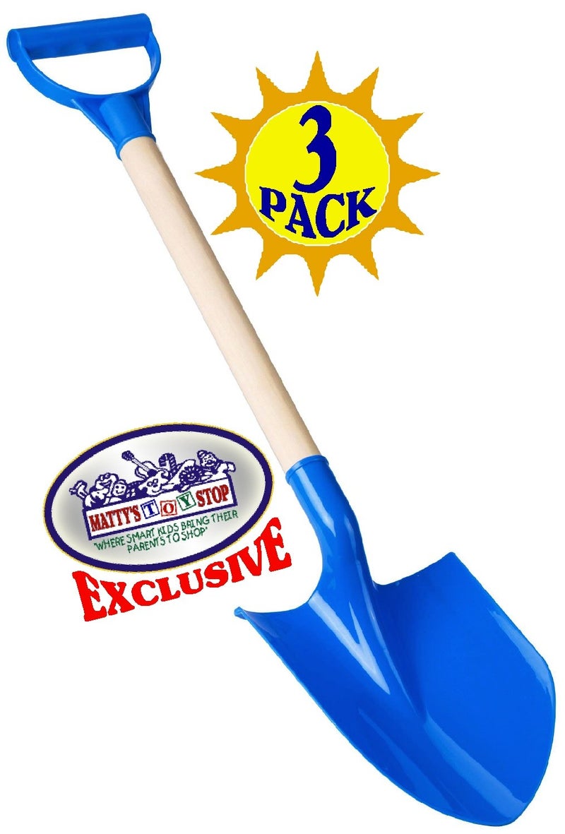 Matty's Toy Stop 31" Heavy Duty Wooden Kids Sand Shovels with Plastic Spade & Handle (Red, Blue & Green) Complete Gift Set Bundle - 3 Pack - Image 3